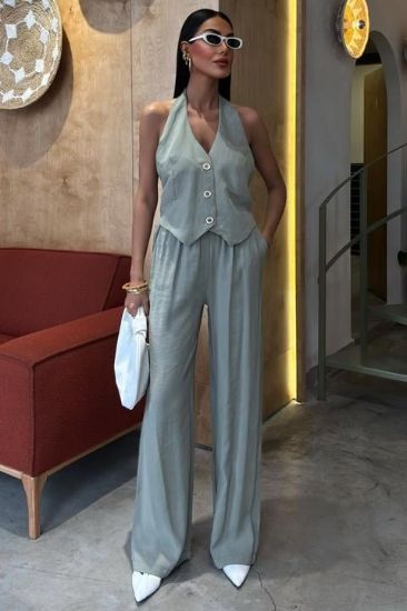 Halter Yaka Yelekli Modal Takım 10144 resmi